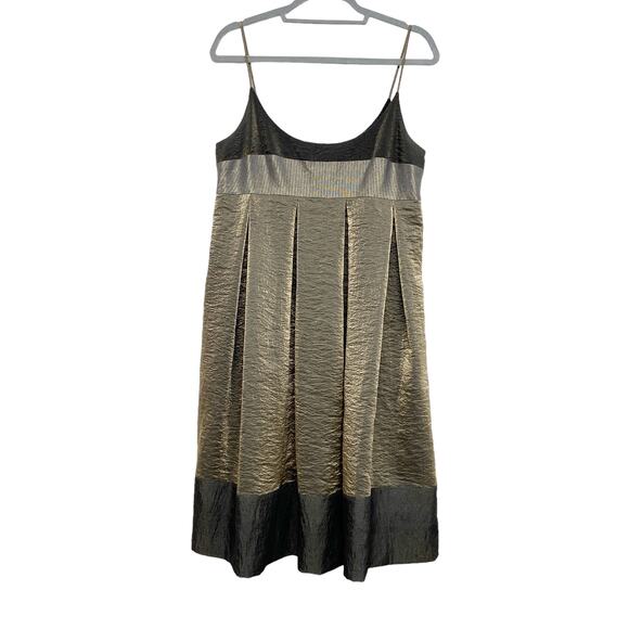Laundry Shelli Segal Womens Size 10 Metallic Box Pleat Babydoll Dress - Picture 1 of 6